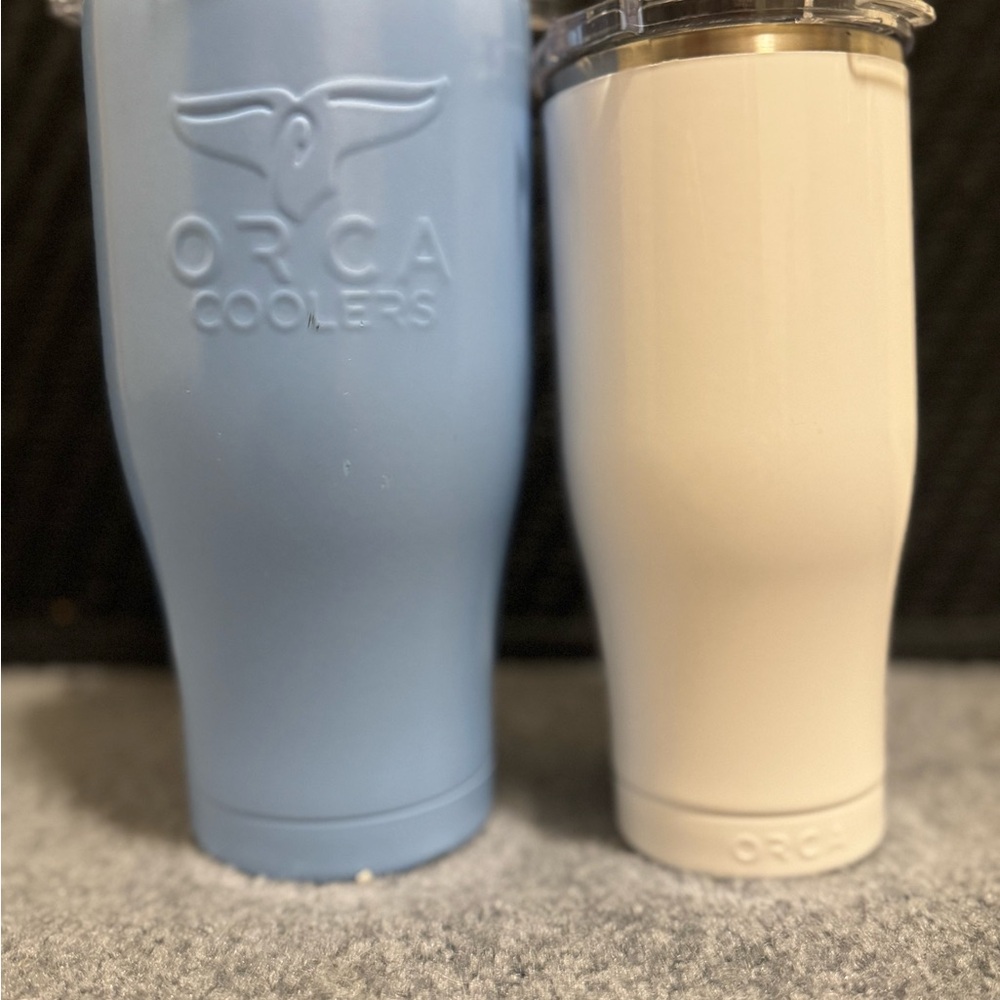 ORCA Coolers Blue and White Tumblers